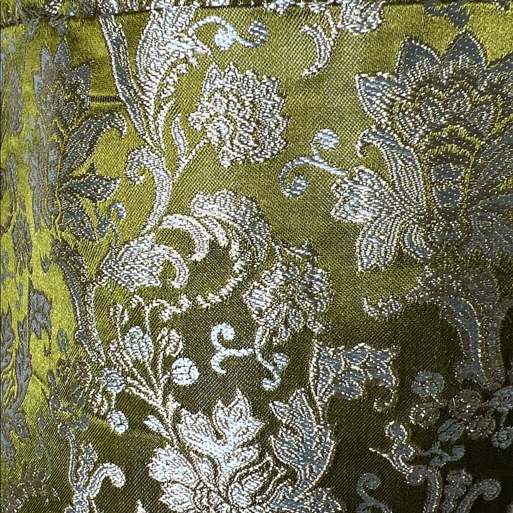 Anthropologie Olive Green Brocade V-Neck Sheath Dress - Picture 6 of 7